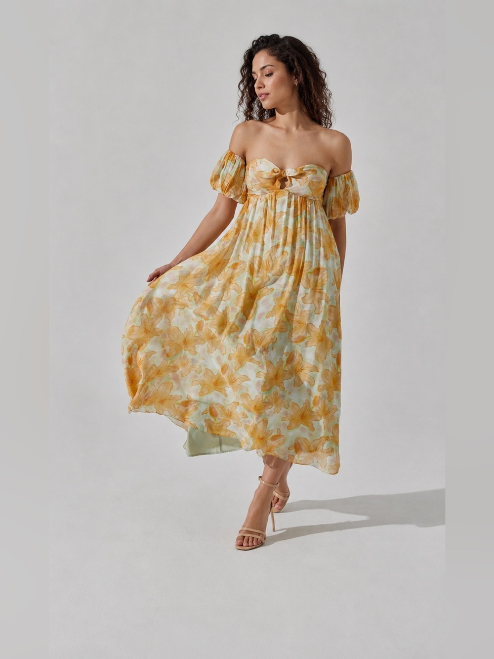 ⭐️ASTR the Label Floral Off the Shoulder Midi Dress Size M